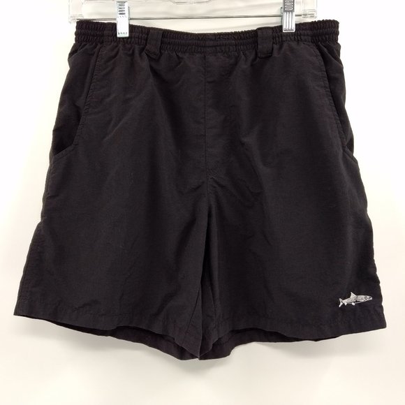 COLUMBIA PFG Swim Trunks Men's S Black Nylon‎ Packable Lined Logo Pocket - Picture 1 of 14